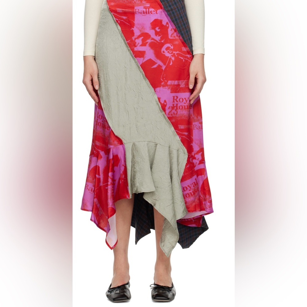 OPEN YY Asymmetrical Ruffled Midi Skirt